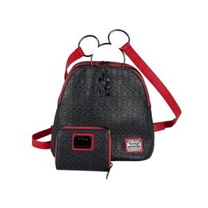 Disney Mickey Mouse Black Red Wallet Cosmetic Bag Pouch